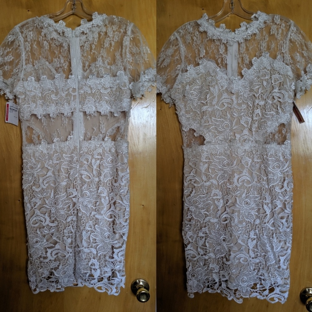 Lace cutout cocktail dress